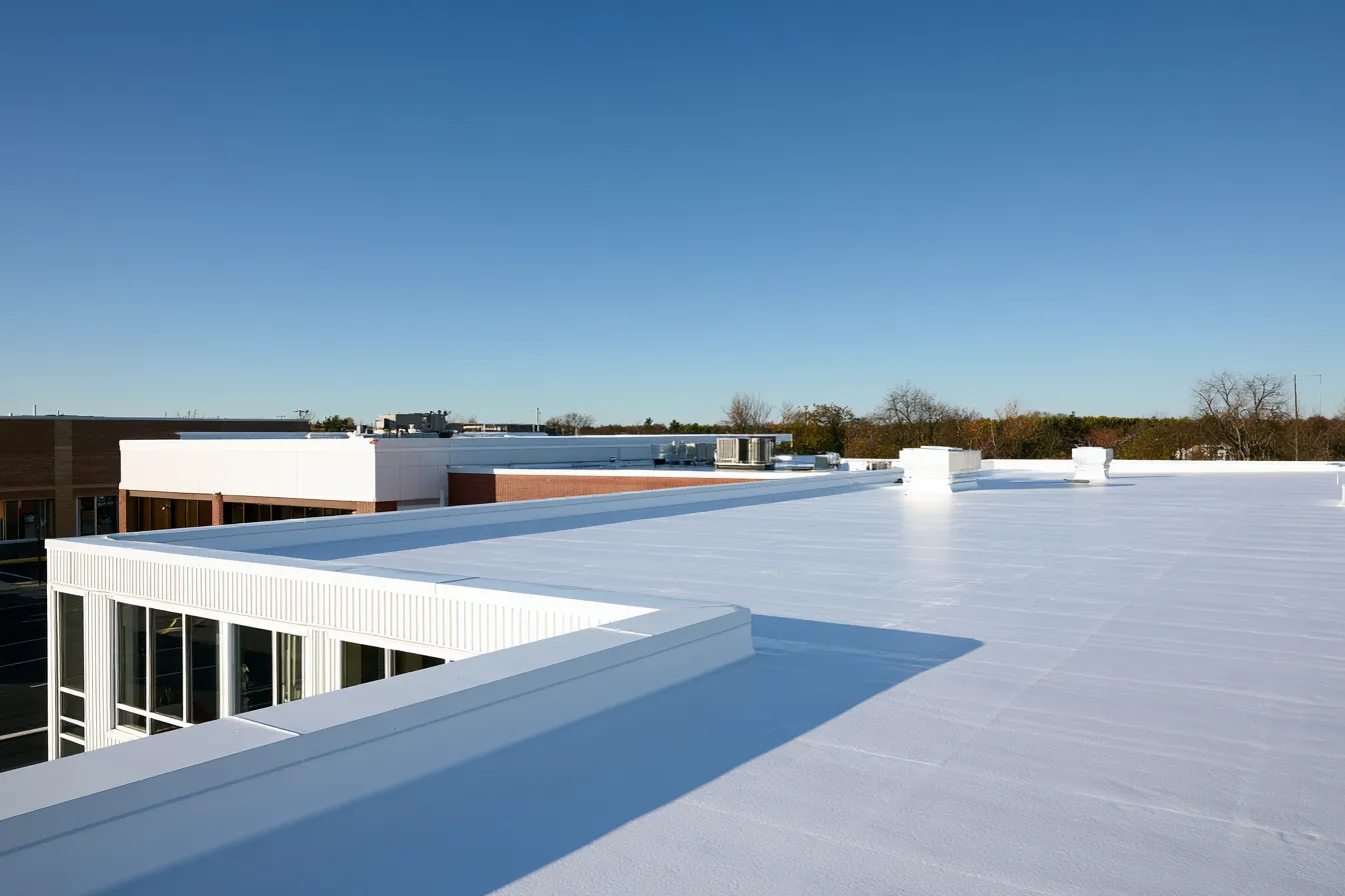 Commercial roofing project in Tulsa from above